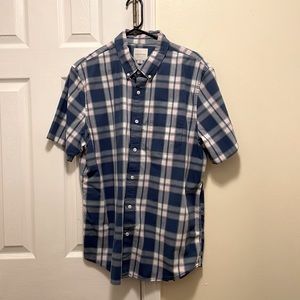 Blue/Pink Plaid American Eagle Men’s Button-Down Shirt XL Short Sleeves